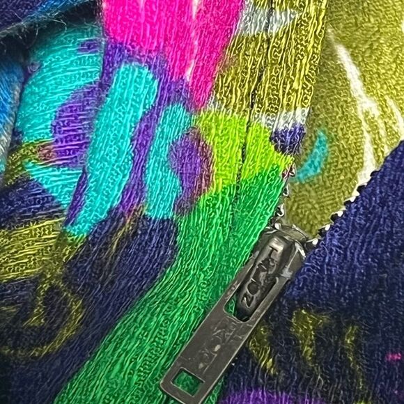 Vintage 70s Vibrant Hawaii Print Bark Cloth Maxi Dress M/L - Picture 5 of 7